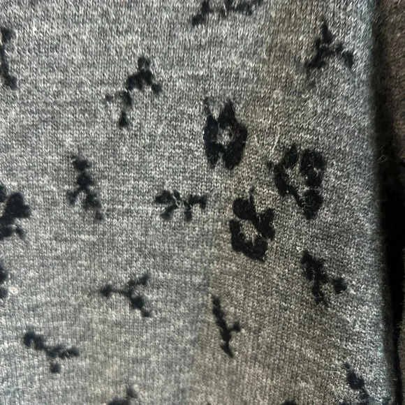 Vintage Charcoal Black Floral Flocked Merino Wool Cardigan Sweater Size Small P - Picture 5 of 7